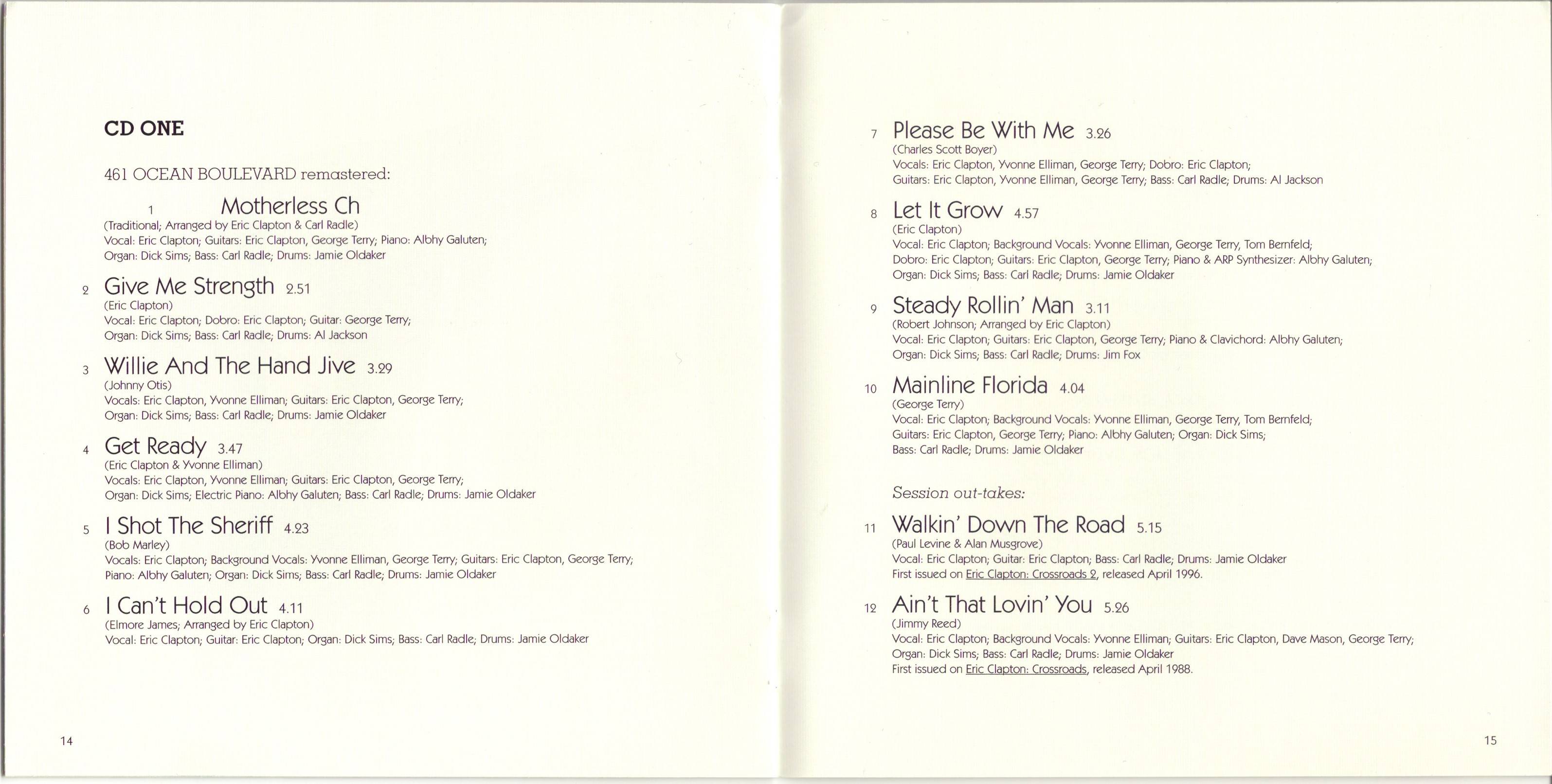 Eric Clapton 461 Ocean Boulevard Limited Edition : Booklet10 JPN